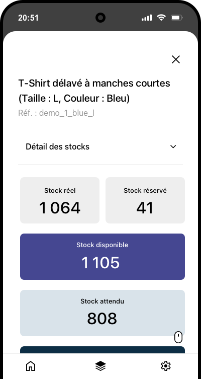 Capture de la visualisation des stocks